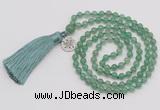 GMN319 Hand-knotted 6mm green aventurine 108 beads mala necklaces with tassel & charm