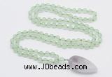 GMN4001 Hand-knotted 8mm, 10mm prehnite 108 beads mala necklace with pendant