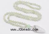 GMN4017 Hand-knotted 8mm, 10mm New jade 108 beads mala necklace with pendant