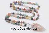 GMN4038 Hand-knotted 8mm, 10mm colorful gemstone 108 beads mala necklace with pendant