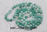 GMN414 Hand-knotted 8mm, 10mm green banded agate 108 beads mala necklaces