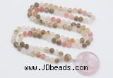 GMN4401 Hand-knotted 8mm, 10mm matte volcano cherry quartz 108 beads mala necklace with pendant