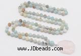 GMN4404 Hand-knotted 8mm, 10mm matte amazonite 108 beads mala necklace with pendant