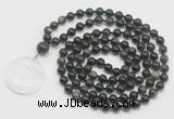 GMN4689 Hand-knotted 8mm, 10mm golden obsidian 108 beads mala necklace with pendant