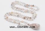 GMN4826 Hand-knotted 8mm, 10mm montana agate 108 beads mala necklace with pendant