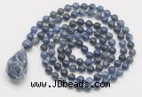 GMN4881 Hand-knotted 8mm, 10mm sodalite 108 beads mala necklace with pendant