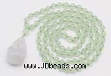 GMN4901 Hand-knotted 8mm, 10mm prehnite 108 beads mala necklace with pendant