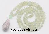 GMN4917 Hand-knotted 8mm, 10mm New jade 108 beads mala necklace with pendant