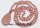 GMN5083 Hand-knotted 8mm, 10mm tibetan agate 108 beads mala necklace with pendant