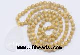 GMN5102 Hand-knotted 8mm, 10mm golden tiger eye 108 beads mala necklace with pendant