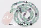 GMN5113 Hand-knotted 8mm, 10mm matte fluorite 108 beads mala necklace with pendant