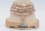 GMN5811 Hand-knotted 6mm matter sunstone 108 beads mala necklaces with charm