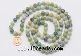 GMN6029 Knotted 8mm, 10mm Australia chrysoprase 108 beads mala necklace with charm