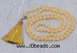 GMN603 Hand-knotted 8mm, 10mm honey jade 108 beads mala necklaces with tassel