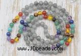 GMN6437 Hand-knotted 7 Chakra 8mm, 10mm labradorite 108 beads mala necklaces