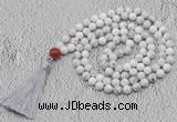 GMN658 Hand-knotted 8mm, 10mm white howlite 108 beads mala necklaces with tassel