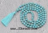 GMN661 Hand-knotted 8mm, 10mm white howlite 108 beads mala necklaces with tassel