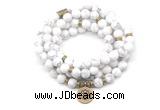 GMN7001 8mm matte white howlite 108 mala beads wrap bracelet necklaces