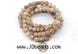 GMN7017 8mm matte picture jasper 108 mala beads wrap bracelet necklace