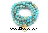 GMN7055 8mm blue sea sediment jasper 108 mala beads wrap bracelet necklaces