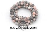 GMN7058 8mm pink zebra jasper 108 mala beads wrap bracelet necklaces