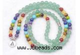 GMN7110 7 Chakra 8mm green aventurine 108 mala beads wrap bracelet necklaces