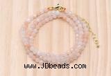 GMN7207 4mm faceted round tiny pink aventurine beaded necklace jewelry