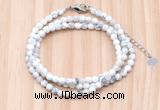 GMN7211 4mm faceted round tiny white howlite beaded necklace jewelry