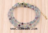 GMN7214 4mm faceted round tiny fluorite beaded necklace jewelry