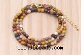 GMN7233 4mm faceted round tiny mookaite jasper beaded necklace jewelry