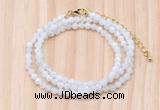 GMN7251 4mm faceted round tiny white moonstone beaded necklace jewelry