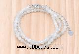 GMN7252 4mm faceted round tiny white moonstone beaded necklace jewelry