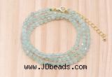 GMN7262 4mm faceted round prehnite beaded necklace jewelry