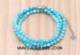 GMN7269 4mm faceted round amazonite beaded necklace jewelry