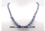 GMN7313 blue spot stone graduated beaded necklace & bracelet set