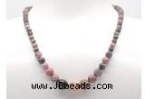 GMN7317 rhodonite graduated beaded necklace & bracelet set