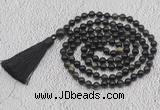 GMN732 Hand-knotted 8mm, 10mm golden obsidian 108 beads mala necklaces with tassel