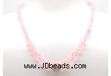 GMN7325 rose quartz graduated beaded necklace & bracelet set