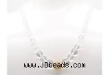 GMN7338 white crystal graduated beaded necklace & bracelet set