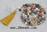 GMN735 Hand-knotted 8mm, 10mm colorfull gemstone 108 beads mala necklaces with tassel