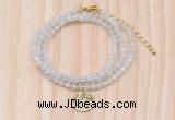 GMN7400 4mm faceted round tiny white jade beaded necklace with constellation charm