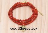 GMN7402 4mm faceted round tiny red agate beaded necklace with constellation charm