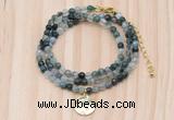 GMN7403 4mm faceted round tiny moss agate beaded necklace with constellation charm