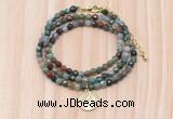 GMN7404 4mm faceted round tiny Indian agate beaded necklace with constellation charm