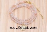 GMN7407 4mm faceted round tiny pink aventurine beaded necklace with constellation charm