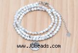 GMN7411 4mm faceted round tiny white howlite beaded necklace with constellation charm