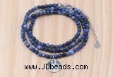 GMN7417 4mm faceted round tiny sodalite beaded necklace with constellation charm