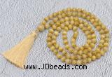 GMN744 Hand-knotted 8mm, 10mm golden tiger eye 108 beads mala necklaces with tassel