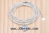 GMN7452 4mm faceted round tiny white moonstone beaded necklace with constellation charm