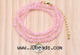 GMN7456 4mm faceted round tiny rose quartz beaded necklace with constellation charm